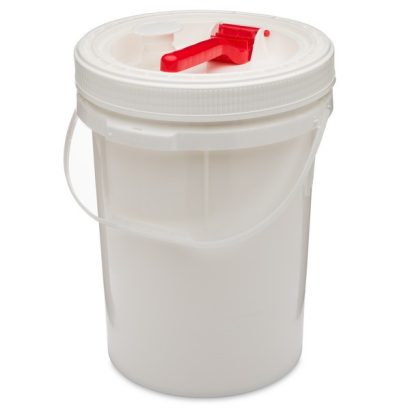 5 gal White HDPE Plastic UN Rated Buckets (Life Latch Screw Top Lid)