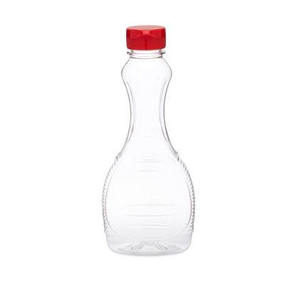 12 oz PET Plastic Maple Syrup Bottles (Red PP Flip-Top Cap)