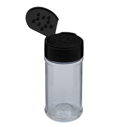 4 oz Clear PET Plastic Spice Jar (Black Cap)