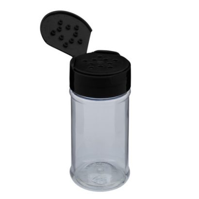 4 oz Clear PET Plastic Spice Jar (Black Cap)