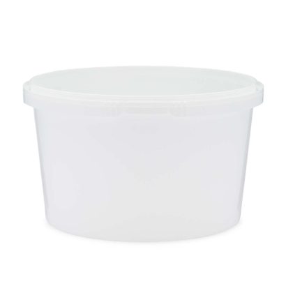 48 oz White PP Plastic Round Snap-Lock Containers