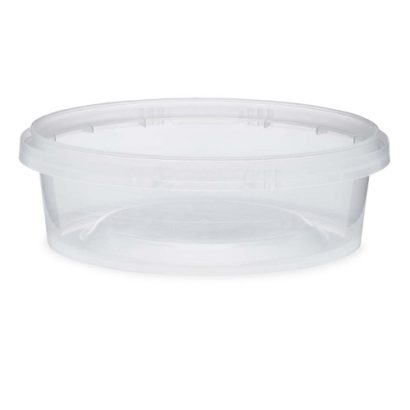 8 oz Clear PP Plastic Round Snap-Lock Containers (Tamper-Evident Lid)