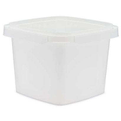 48 oz White PP Plastic Square Snap-Lock Containers