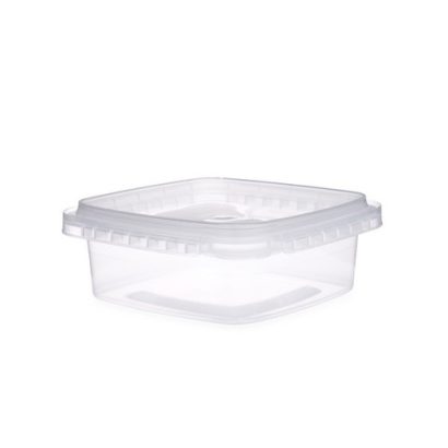 8 oz Clear PP Plastic Square Snap-Lock Containers (Tamper-Evident Lid)