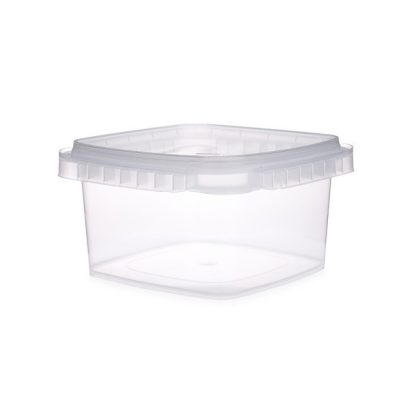 12 oz Clear PP Plastic Square Snap-Lock Containers (Tamper-Evident Lid)