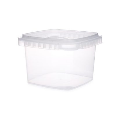 16 oz Clear PP Plastic Square Snap-Lock Containers (Tamper-Evident Lid)