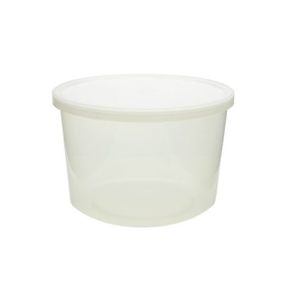64 oz Natural PP Plastic Round Containers (Snap-Lock Lid)
