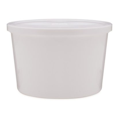 64 oz White PP Plastic Round Snap-Lock Containers (White Snap-Lock Cap)