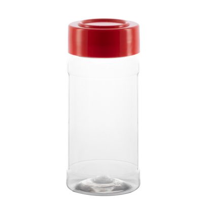 4 oz Clear PET Plastic Spice Jar (Red Cap)