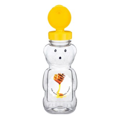 PET Plastic Honey Bear Bottles (Front and Back Label Panel) with Flip-Top Cap