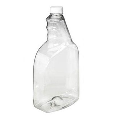 32 oz Clear PET Plastic Ribbed Spray Bottles (White Cap)