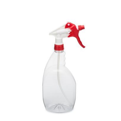 32 oz Clear PET Plastic Spray Bottles (Red Trigger Sprayer)