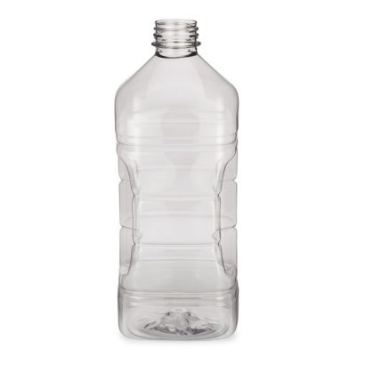 64 oz Clear PET Plastic Square Gripper Beverage Bottles
