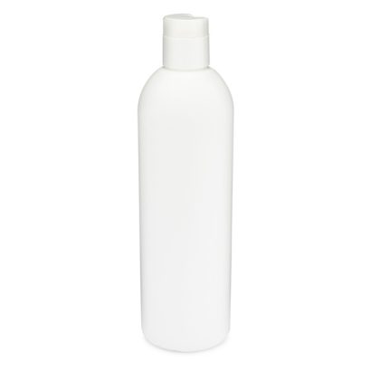 12 oz White HDPE Plastic Bullet Bottles with Locking Disc Top Cap
