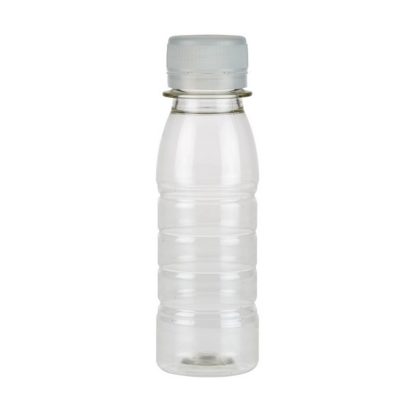 2.5 oz Clear PET Plastic Round Beverage Bottles with White Tamper-Evident Cap