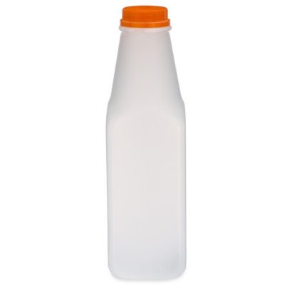 32 oz Natural HDPE Plastic Beverage Containers (Orange Ratchet Cap)