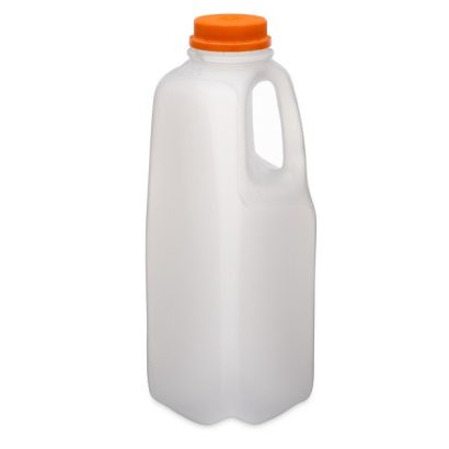 32 oz Natural HDPE Plastic Beverage Containers (Orange Ratchet Cap)