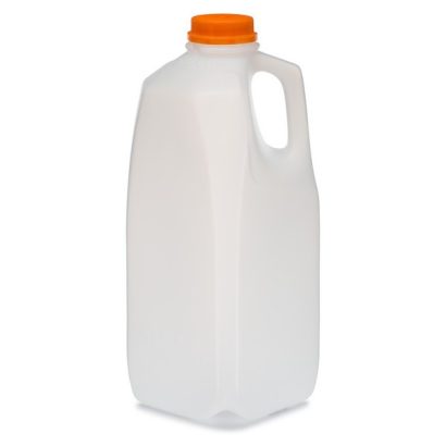 64 oz Natural HDPE Beverage Containers (Orange Ratchet Cap)