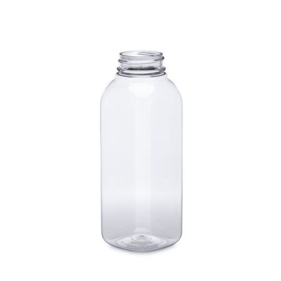12 oz Clear PET Plastic Arched Square Beverage Bottles (Cap Not Included)