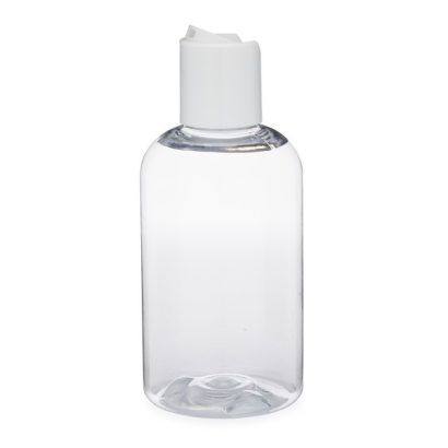 6 oz Clear PET Boston Round & White Disc Lid