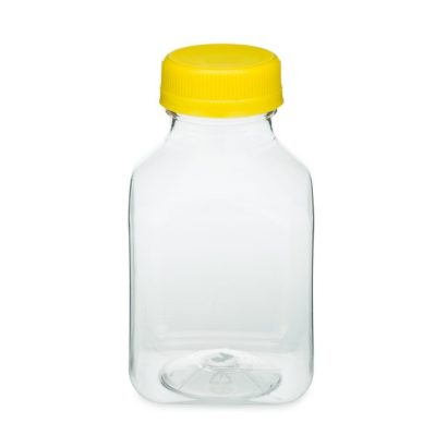 PET Plastic Square Contoured Bottles with Tamper-Evident Cap