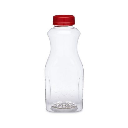 PET Plastic Embossed Square Decanters with Tamper-Evident Cap