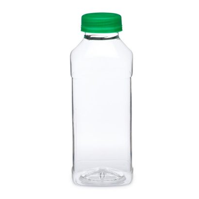 PET Square Beverage Bottles with Label Panel with Tamper-Evident Cap